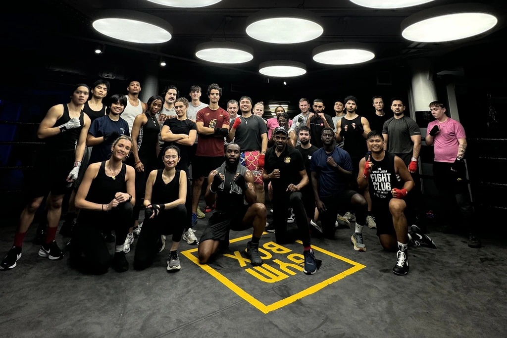 A full camp group photo on the gym floor